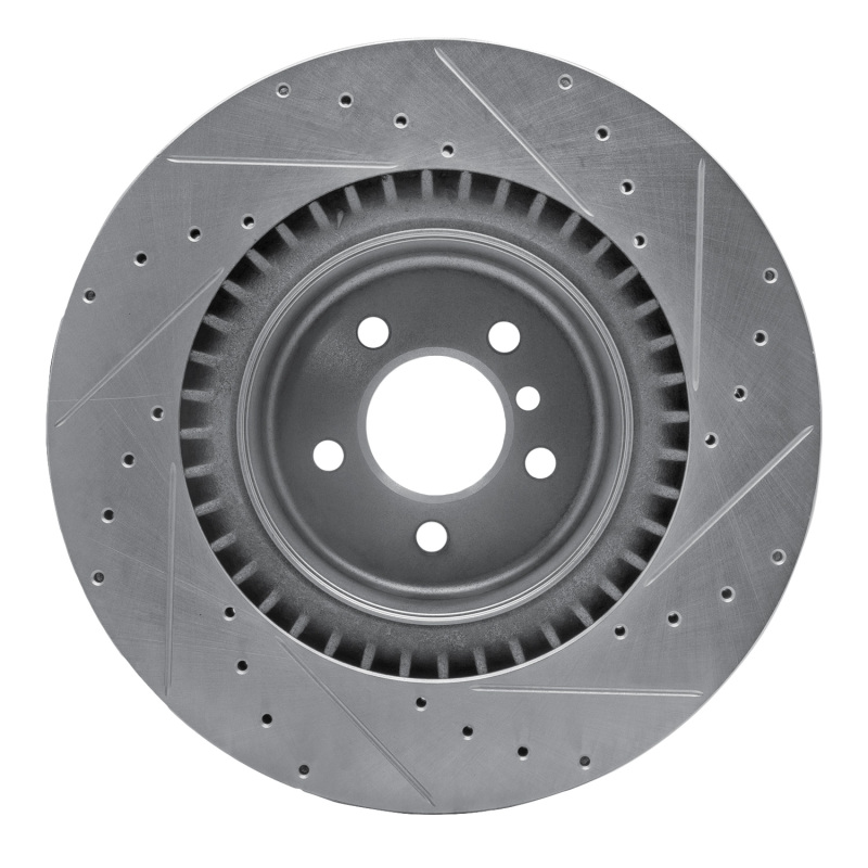 BMW X5 Brake Rotor (1) - Rear Left - R1 Concepts - Drilled & Slotted - Silver - `10-`14